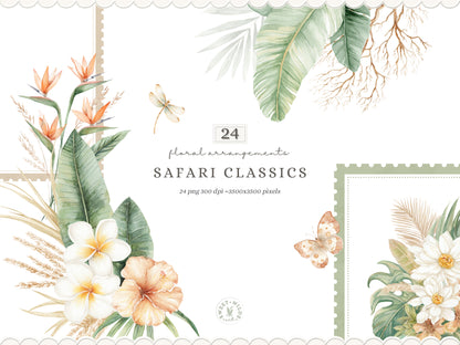 Safari Classics - Clipart Bundle, Teddy Bear, Cute Jungle, Baby Shower Nursery | 107 PNG/JPEG