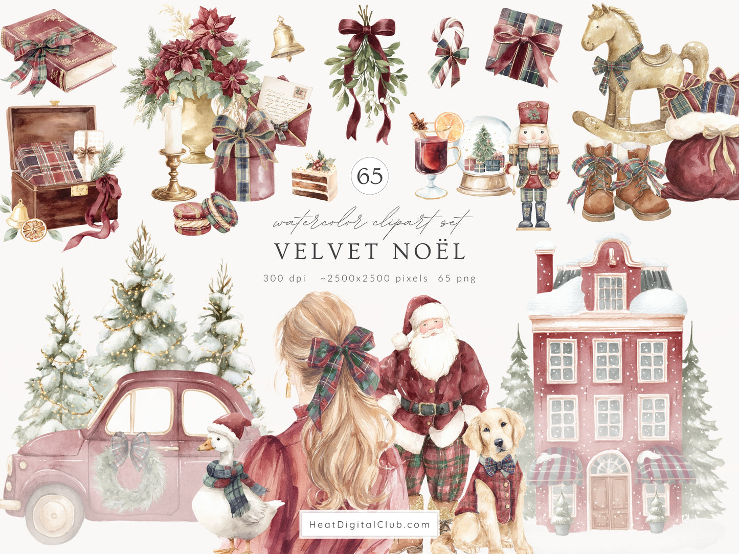 Velvet Noël - Collection Clipart, Christmas, Grandmillennial Cottagecore | 115 PNG/JPEG