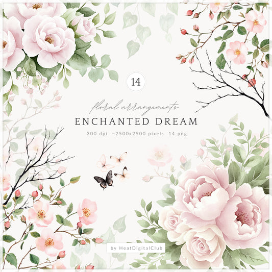 Enchanted Dream - Floral Arrangements Clipart, Wild Rose | 14 PNG