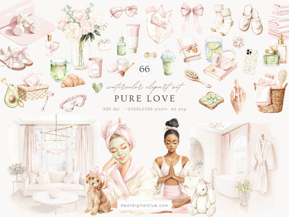 Pure Love - Collection Bundle, Self Love, Wellness Spa Coquette, Valentines Day, Feminine | 106 PNG/JPEG