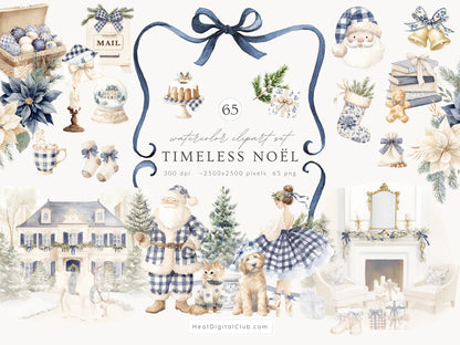 Timeless Noël - Clipart Set, Cozy Winter, Christmas, Grandmillennial  | 65 PNG/JPEG