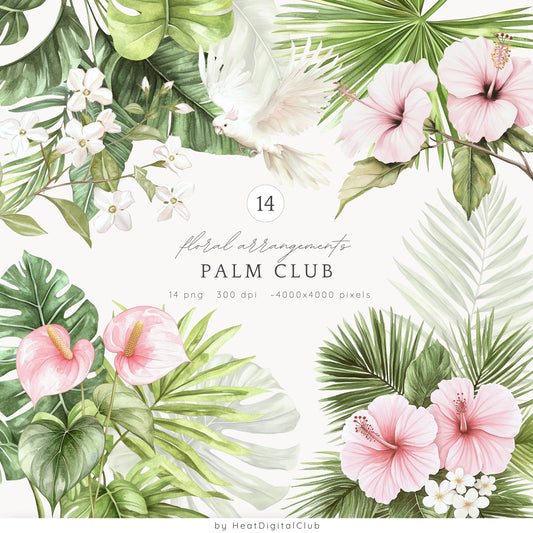 Palm Club - Floral Arrangements Clipart, Palm Leaves | 14 PNG