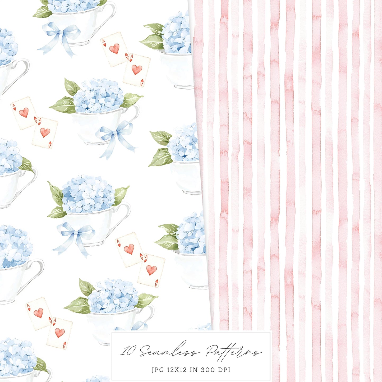 Modern Alice - Seamless Patterns, Fantasy, Floral, Roses | 10 JPEG