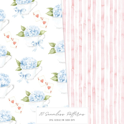 Modern Alice - Seamless Patterns, Fantasy, Floral, Roses | 10 JPEG
