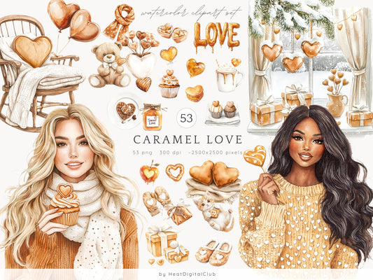 Caramel Love - Valentines Day Clipart, Romantic, Balloons | 53 PNG