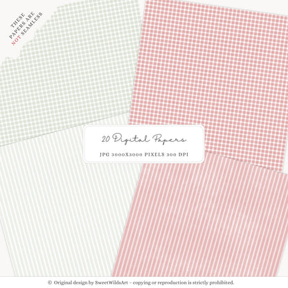 Holly Jolly - Christmas Digital Papers, Pink Red Holiday, Cozy Winter | 20 JPEG