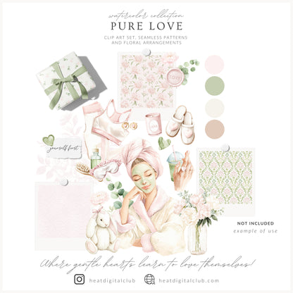 Pure Love - Seamless Patterns, Valentines Day, Hearts, Romantic Blush Pink Ivory | 20 JPEG