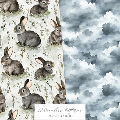 Early Spring - Seamless Patterns, Moody Pattern, Snowdrops | 10 JPEG