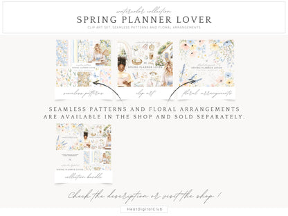Spring Planner Lover - Planner Clipart, Cozy Pastel Planning | 50 PNG