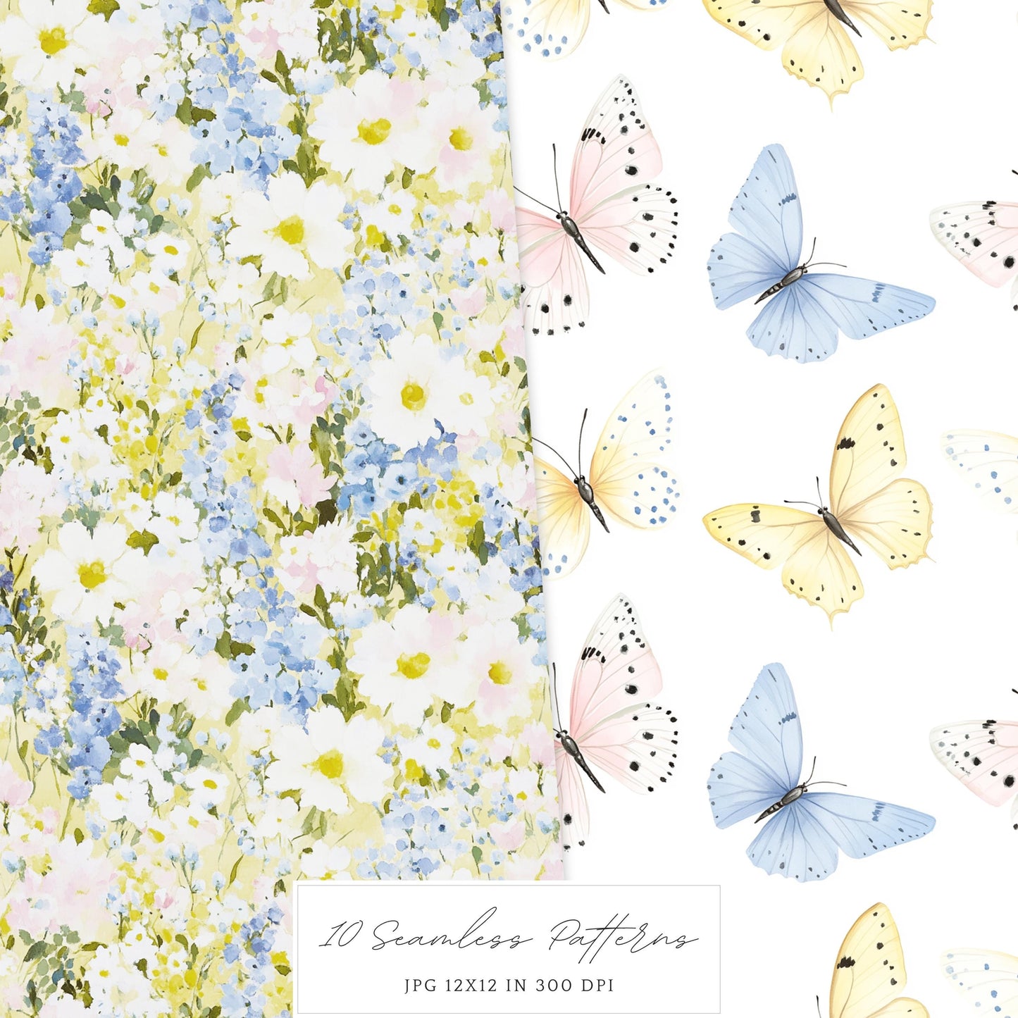 Spring Planner Lover - Seamless Patterns, Floral Pastel, Plaid | 10 JPEG