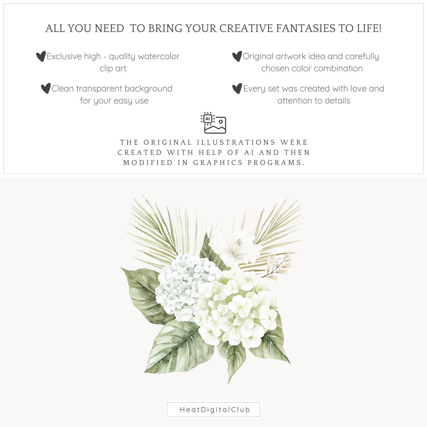 Coastal Serenity - Floral Arrangements, Botanical Clipart | 12 PNG