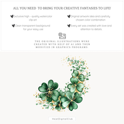 Shamrock Party - Floral Arrangements Clipart, Clover, St Patricks Day | 12 PNG