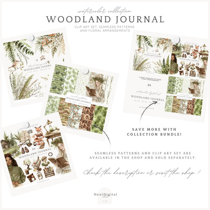 Woodland Journal - Floral Arrangements, Botanical Forest Herbs | 14 PNG