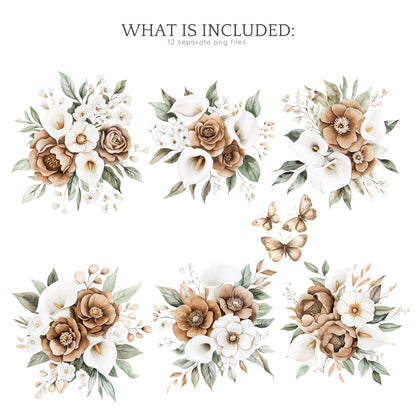 Mocha Spring - Floral Arrangements, Gentle Calla Lillies | 12 PNG
