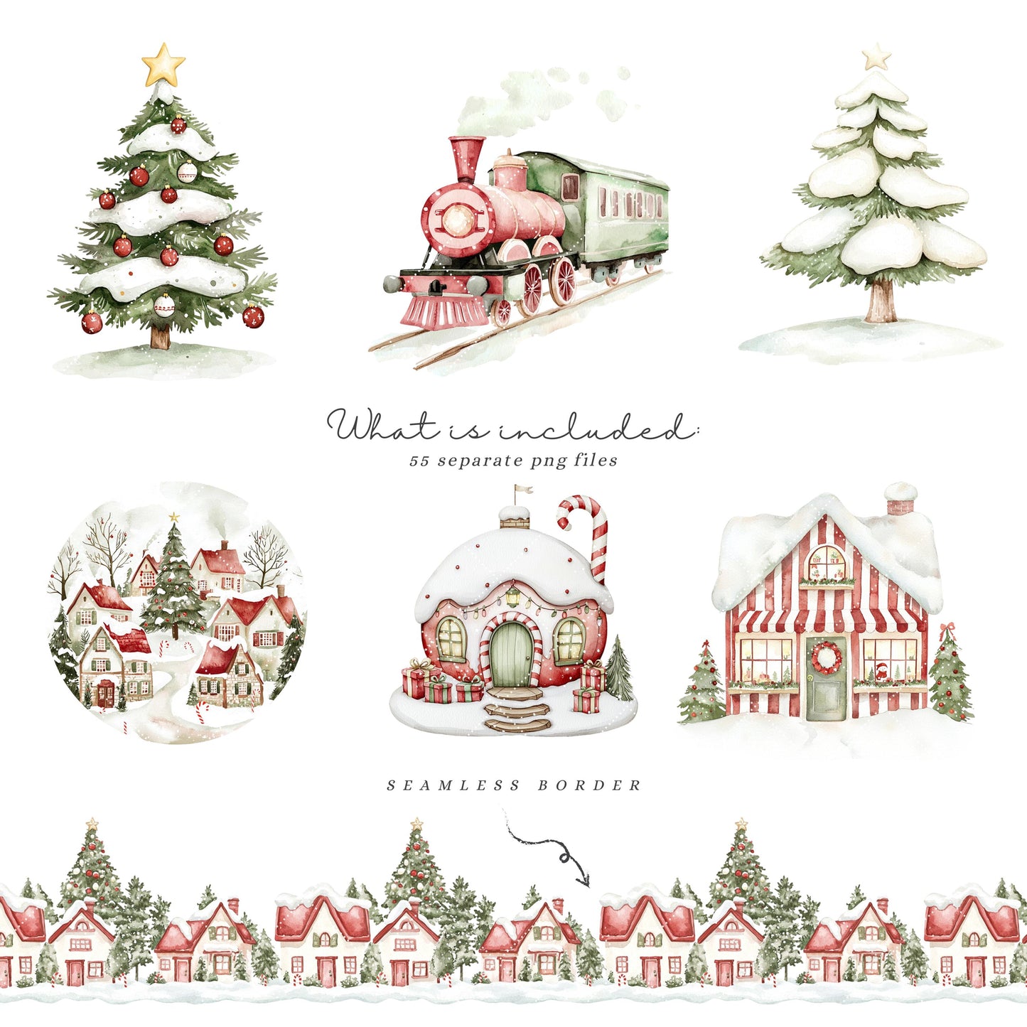 Sweet Xmas - Cute Christmas Clipart, Santa Claus, Elves, Holiday, Winter | 55 PNG