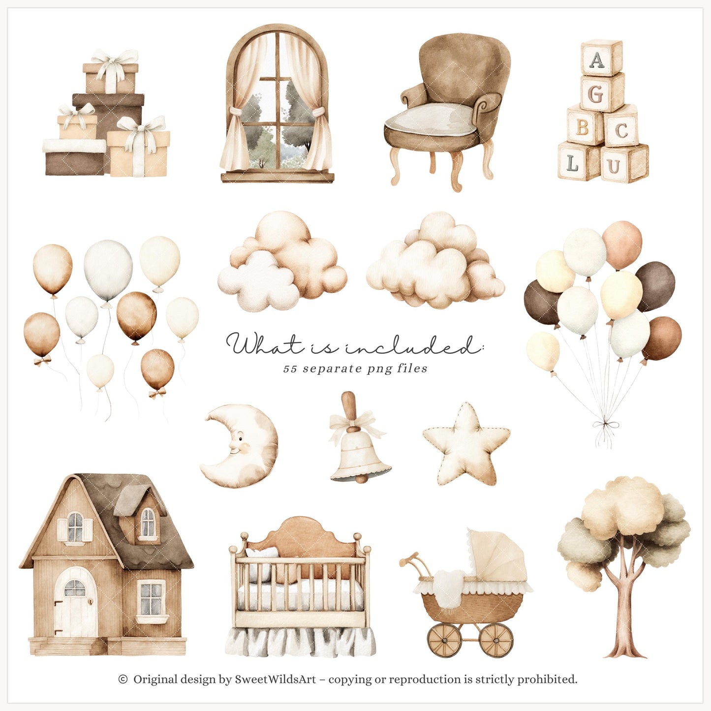 Tiny Moments - Plush Toys, Baby Animals Clipart, Nursery Illustrations | 55 PNG