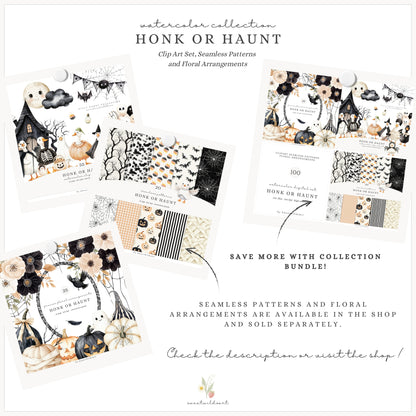 Honk or Haunt - Halloween Goose , Cute Spooky Geese, Silly Goose | 55 PNG