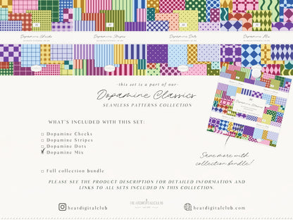 Dopamine Mix - Colorful Bold Geometric Seamless Patterns, Paper Collection | 70 JPEG