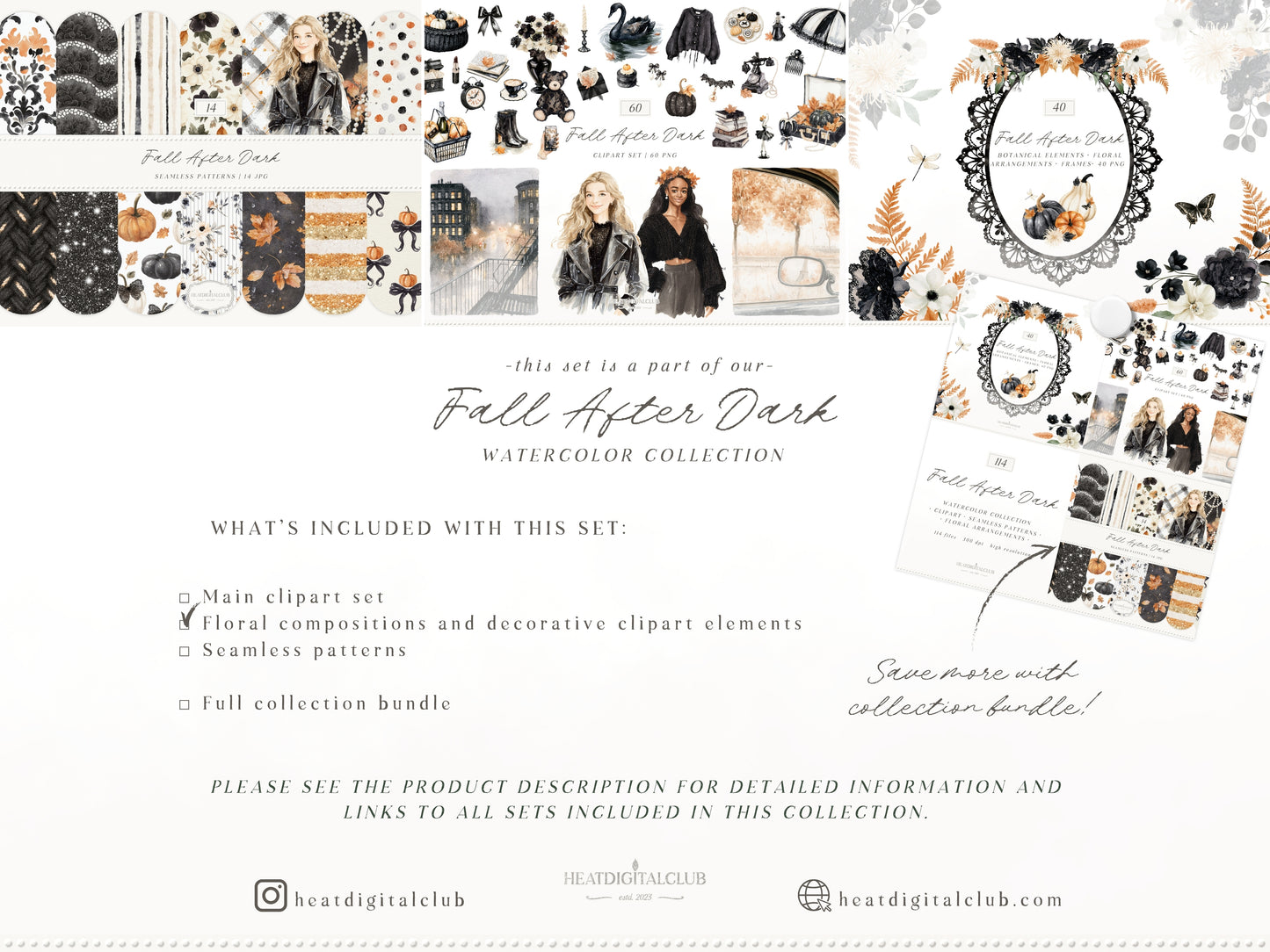 Fall After Dark - Floral Arrangements Clipart, Dark Coquette Floral, Moody Autumn Florals | 40 PNG