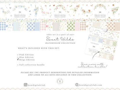 Sweet Wilds - Flowers Clipart, Meadow Flowers, Neutral Floral, Beige Ivory Flowers, Wildflower Baby Shower | 68 PNG/JPEG