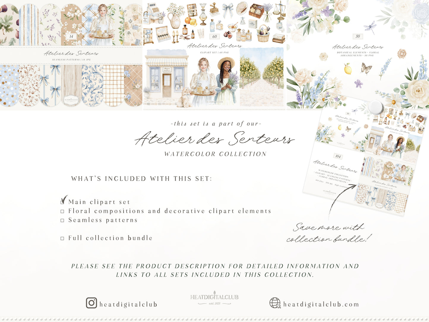 Atelier Des Senteurs - Watercolor French Perfume Clipart, Perfume Boutique | 60 PNG