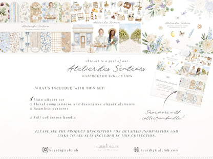 Atelier Des Senteurs - Watercolor French Perfume Clipart, Perfume Boutique | 60 PNG