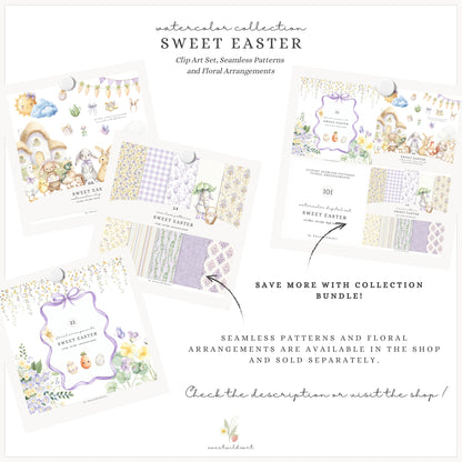 Sweet Easter - Cute Baby Animals Clipart, Bunny, Goose,Pastel Spring Nursery, Cottagecore | 66 PNG