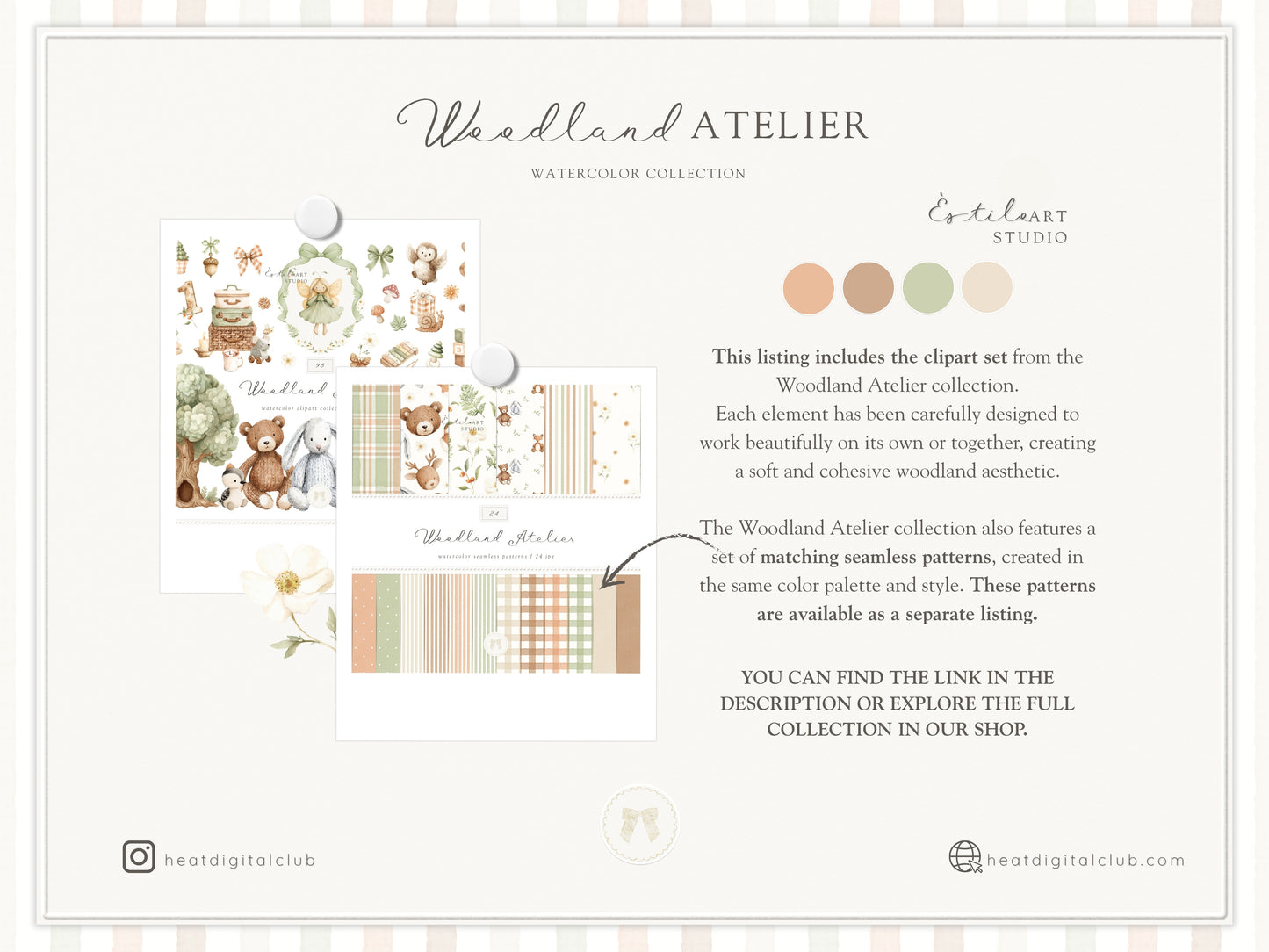 Woodland Atelier - Clipart, Forest Nursery, Plush Animals, Woodland Toys, Baby Shower, Heirloom | 98 PNG