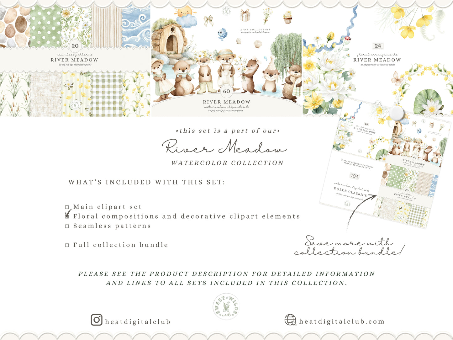River Meadow - Floral Arrangements Clipart, Meadow Flowers, Water Lily, Botanical, Spring Summer | 24 PNG