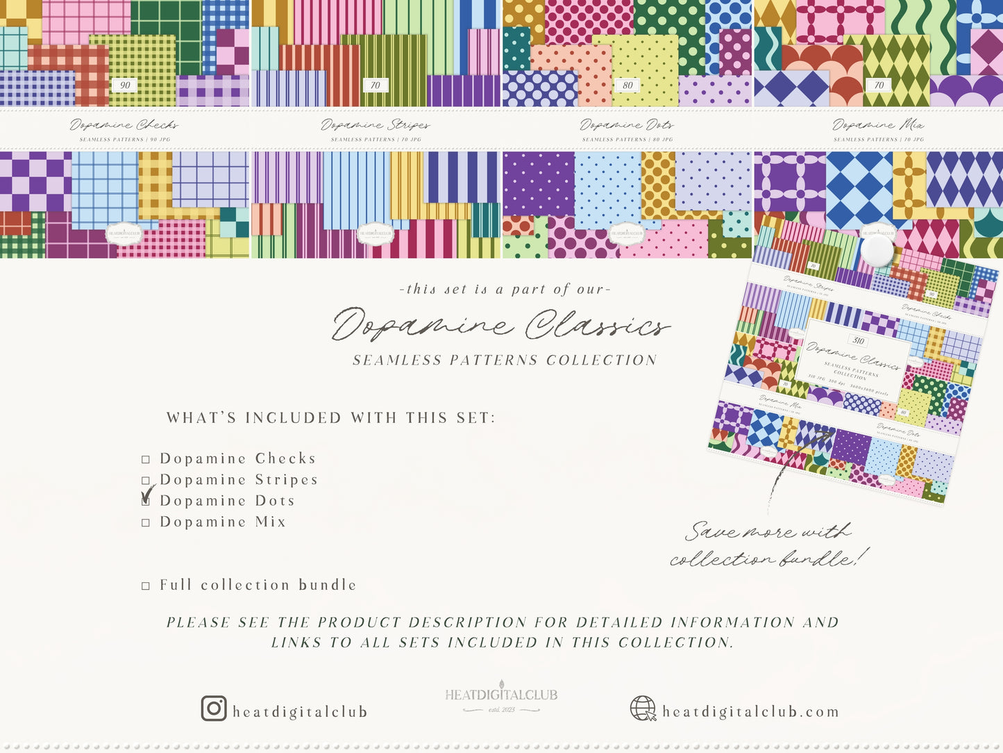 Dopamine Dots - Colorful Polka Dot Seamless Patterns, Paper Collection | 80 JPEG
