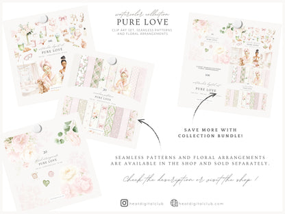 Pure Love - Clipart, Self Love, Wellness Spa Coquette Aesthetic, Valentines Day | 66 PNG