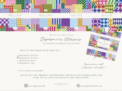 Dopamine Stripes - Colorful Striped Seamless Patterns, Paper Collection | 70 JPEG