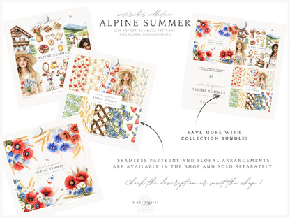 Alpine Summer -  Bavarian Cottage, Summer Clipart, Rustic Countryside | 60 PNG