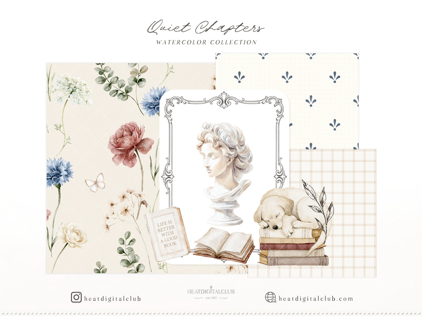 Quiet Chapters - Book Clipart, Vintage Books Aesthetic, Reading Clipart, Cozy Library, French Countryside | 90 PNG/JPEG