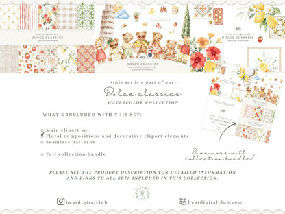 Dolce Classics - Italian Floral Arrangements Clipart, Lemon Flowers, Dolce Vita Florals, Summer Botanical | 24 PNG