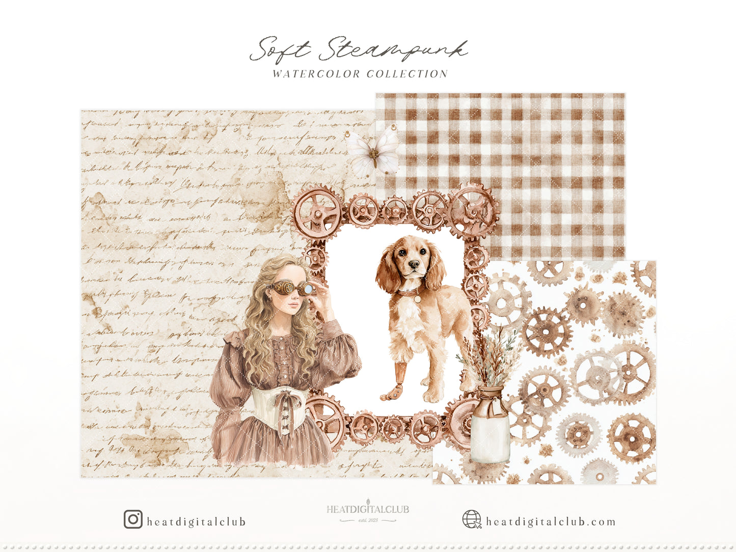 Soft Steampunk - Clipart, Feminine Steampunk, Victorian Clip Art Ephemera, Books, Fantasy | 90 PNG/JPEG