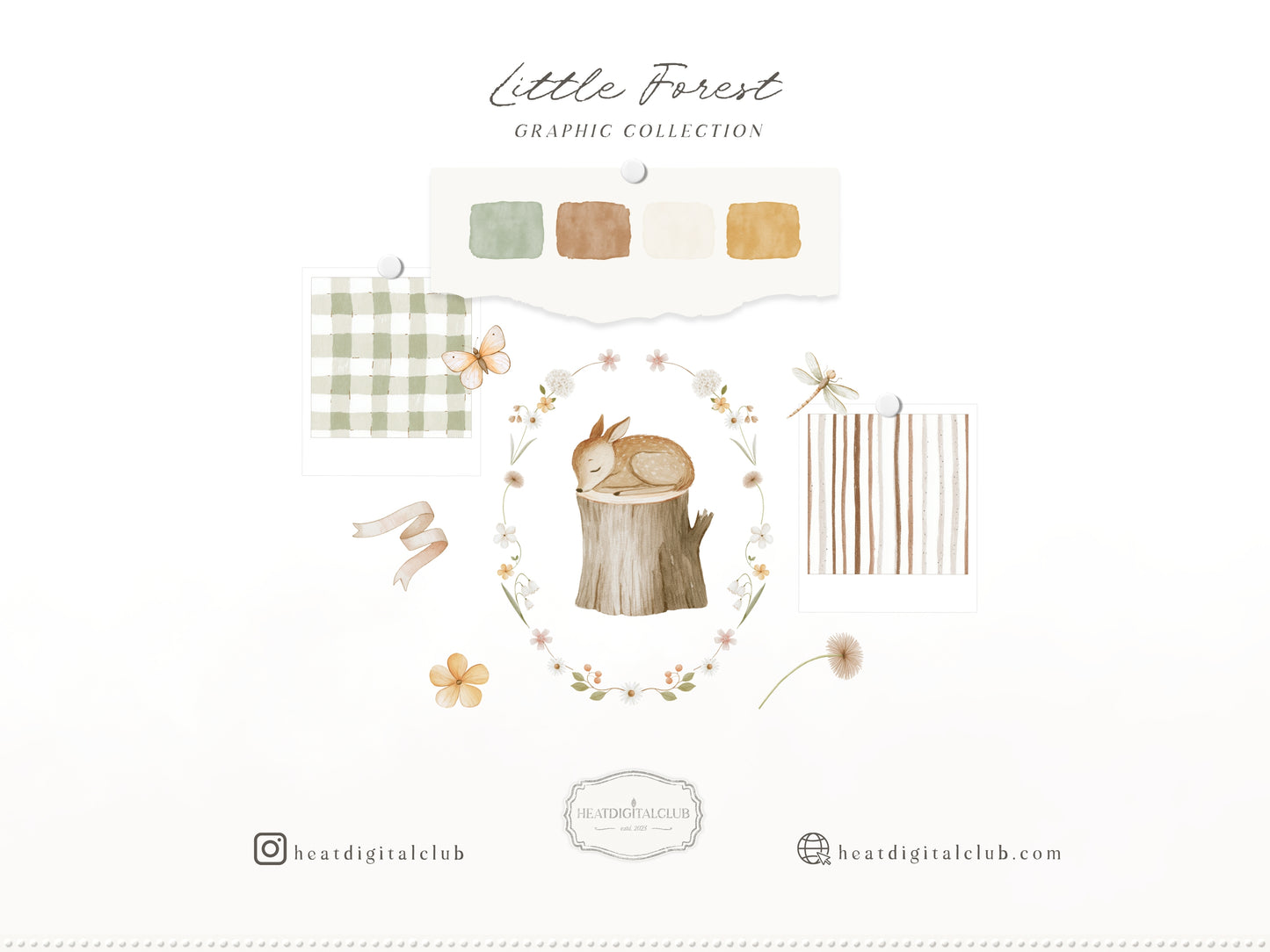 Little Forest - Watercolor Woodland Clipart & Seamless Patterns Bundle, Kids Nursery Graphics | 67 PNG/JPEG