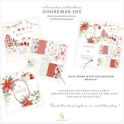 Goosemas Joy -Clipart, Cute Silly Christmas, Holiday Baby Geese, Baby Shower | 68 PNG