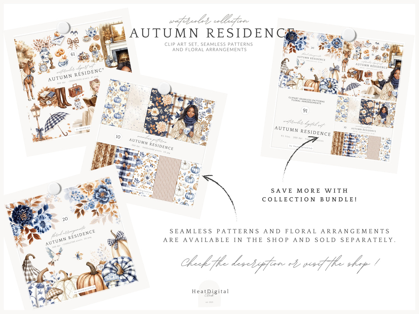Autumn Residence -  Elegantl Clipart, Grandmillennial Fall Clipart | 61 PNG