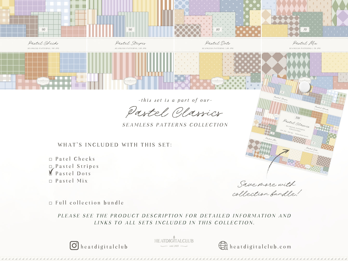 Pastel Polka Dots - Seamless Patterns, Modern Soft Color Collection | 80 JPEG