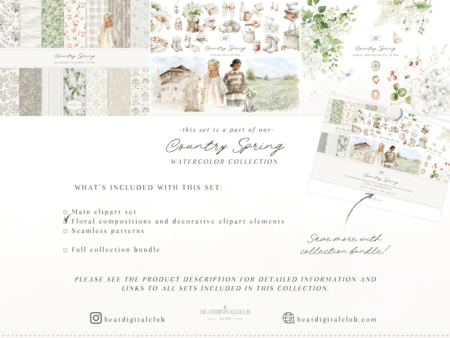 Country Spring - Floral Arrangements Clipart, White Lilac Flowers, Soft Neutral Bouquet, Cottagecore Floral | 20 PNG