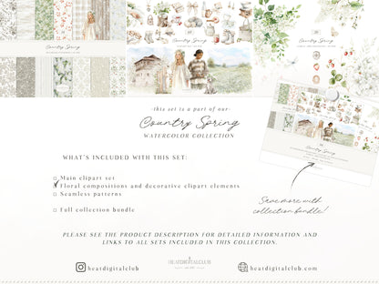 Country Spring - Floral Arrangements Clipart, White Lilac Flowers, Soft Neutral Bouquet, Cottagecore Floral | 20 PNG