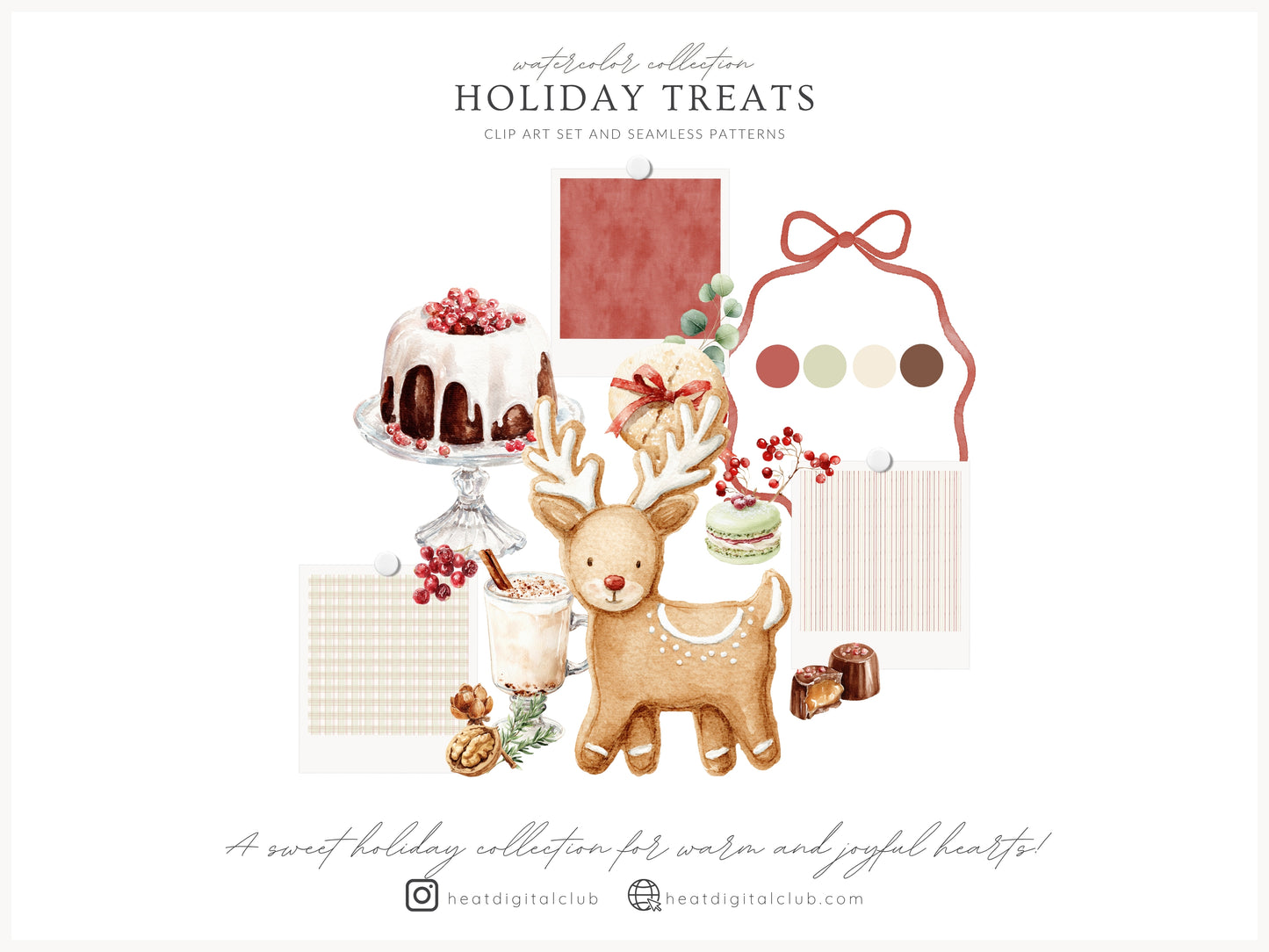 Holiday Treats - Christmas Bakery Clipart, Festive Desserts, Cozy Sweets, Cake,Cookies | 80PNG/10JPEG