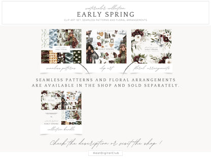 Early Spring - Clipart, Gloomy Cozy, Moody Cute Spring | 50 PNG