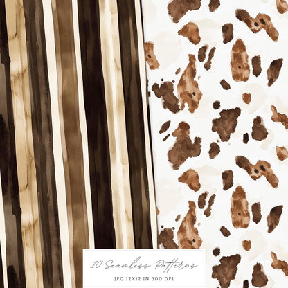 Chocolate Milk - Seamless Patterns, Cowhide, Leather, Knitted | 10 JPEG