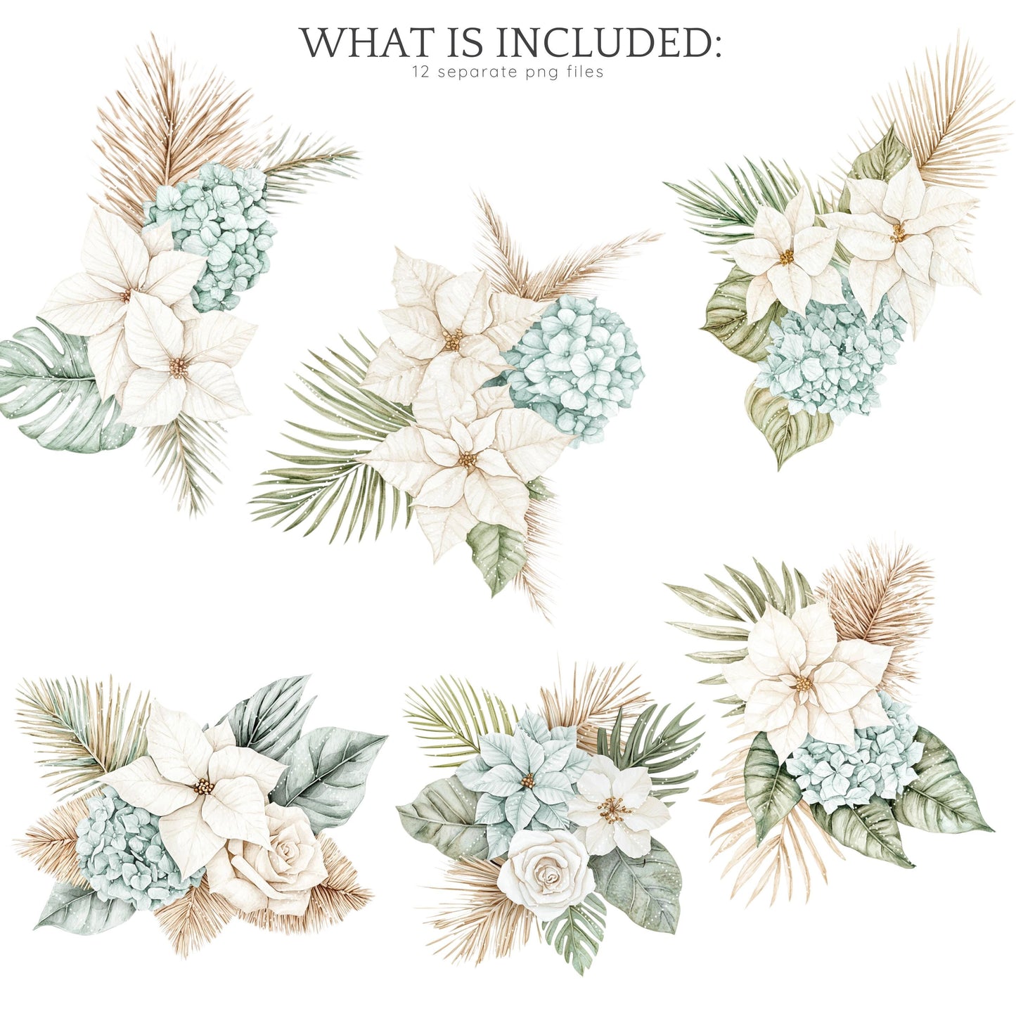 Coastal Holidays - Floral Arrangement, Cozy Christmas Clipart, Winter | 12 PNG