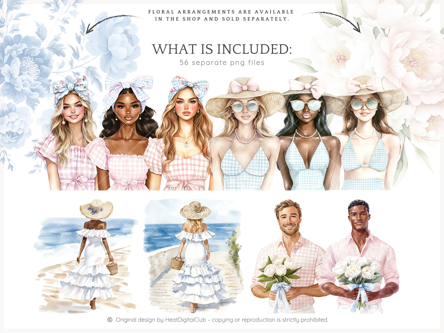 Summer Chic – Grandmillennial Vacation Clipart Set | 56 PNG