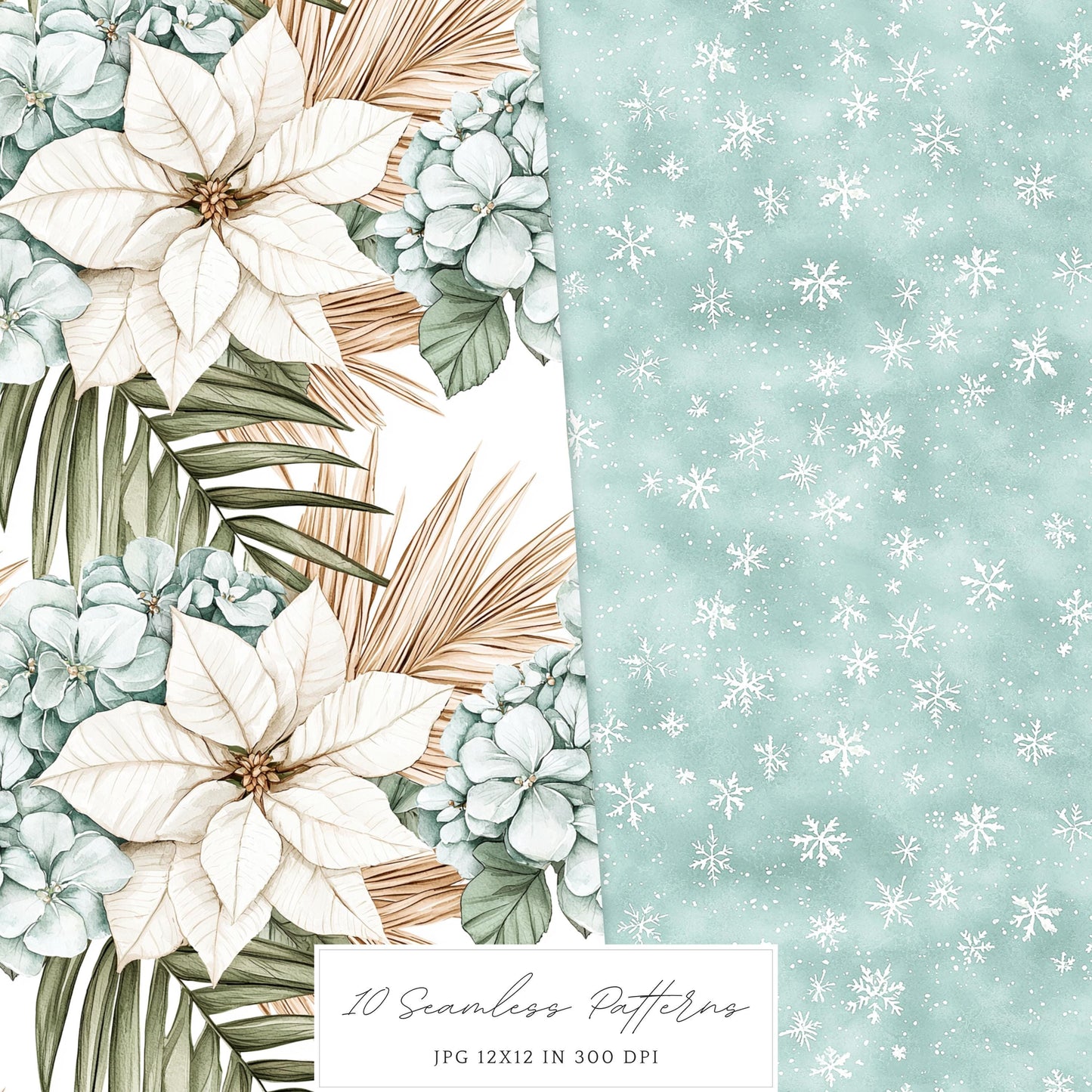 Coastal Holidays - Seamless Patterns, Ocean, Christmas | 10 JPEG