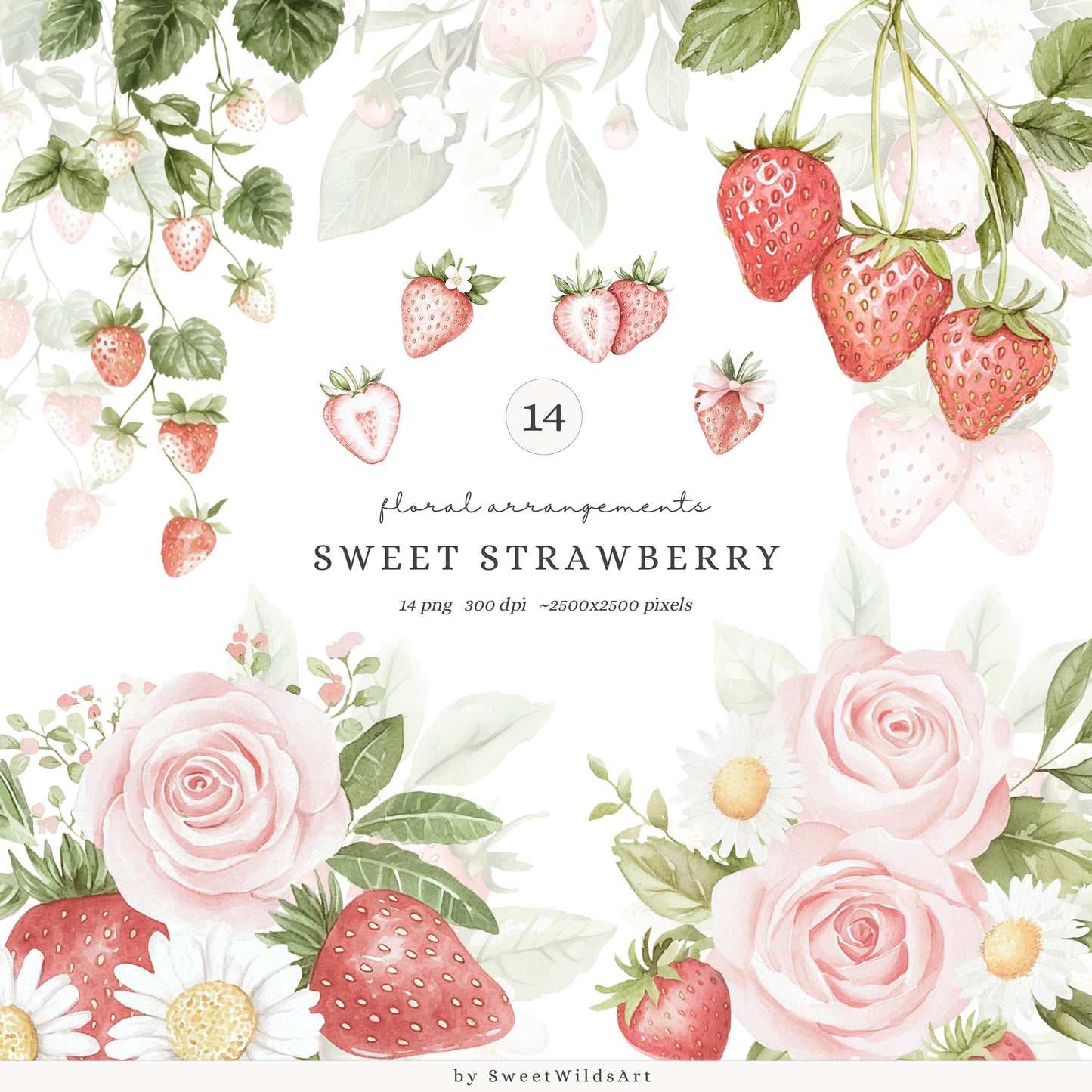 Sweet Strawberry - Collection Bundle, Baby Animals  | 84 PNG/JPEG