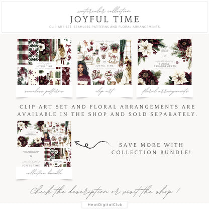 Joyful Time - Seamless Patterns, Winter Rustic, Snowflakes | 10 JPEG